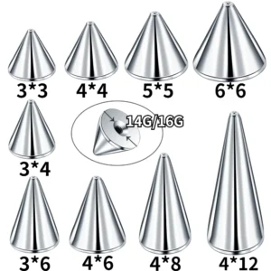 Stalowe końcówki do piercingu — zestaw 100 sztuk 14G/16G Cytrynowy żółty