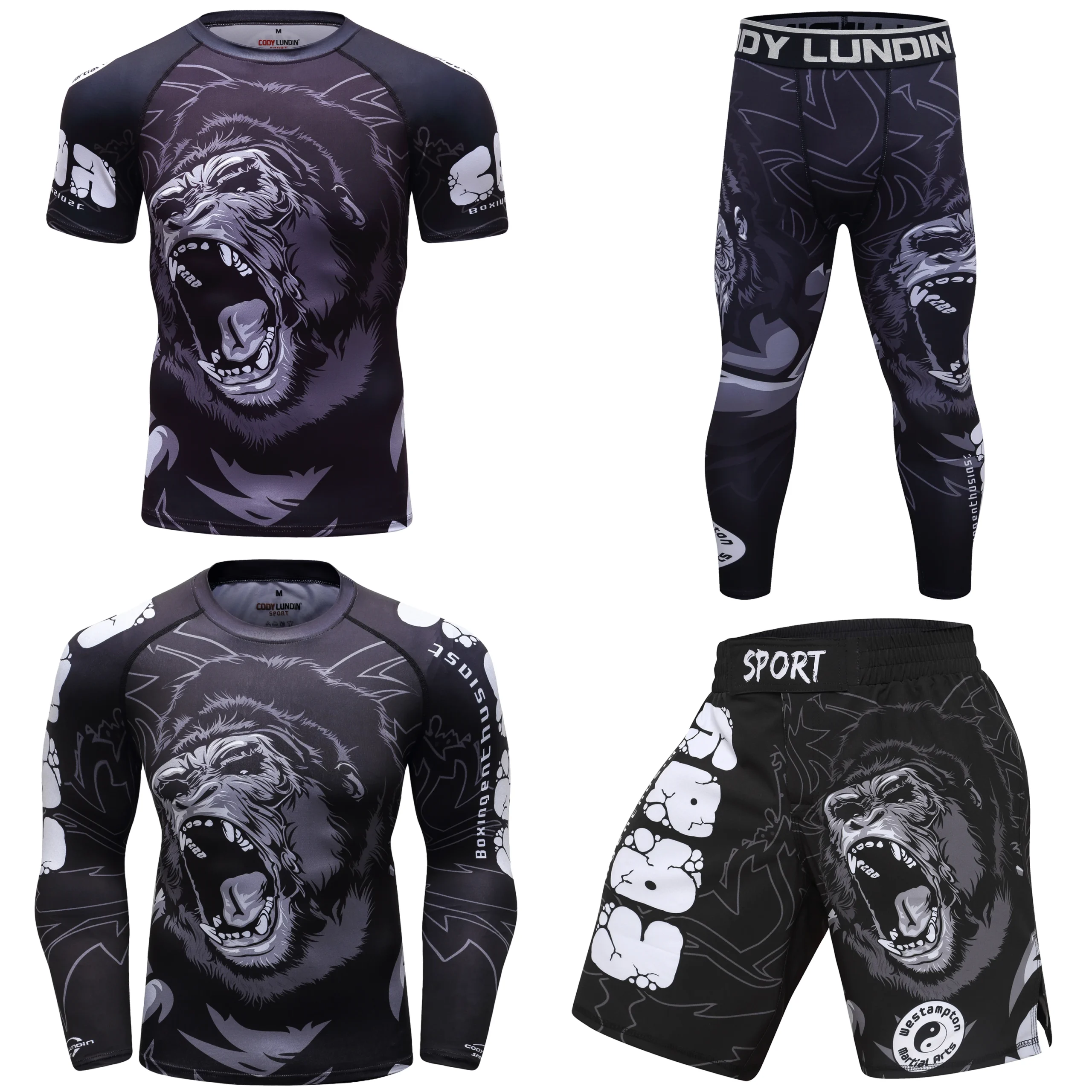 Strój do MMA i BJJ No-Gi – rashguard i spodenki komplet 4 in 1 set