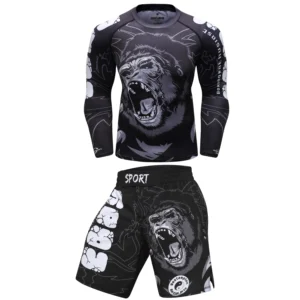 Strój do MMA i BJJ No-Gi – rashguard i spodenki komplet Long shirts shorts