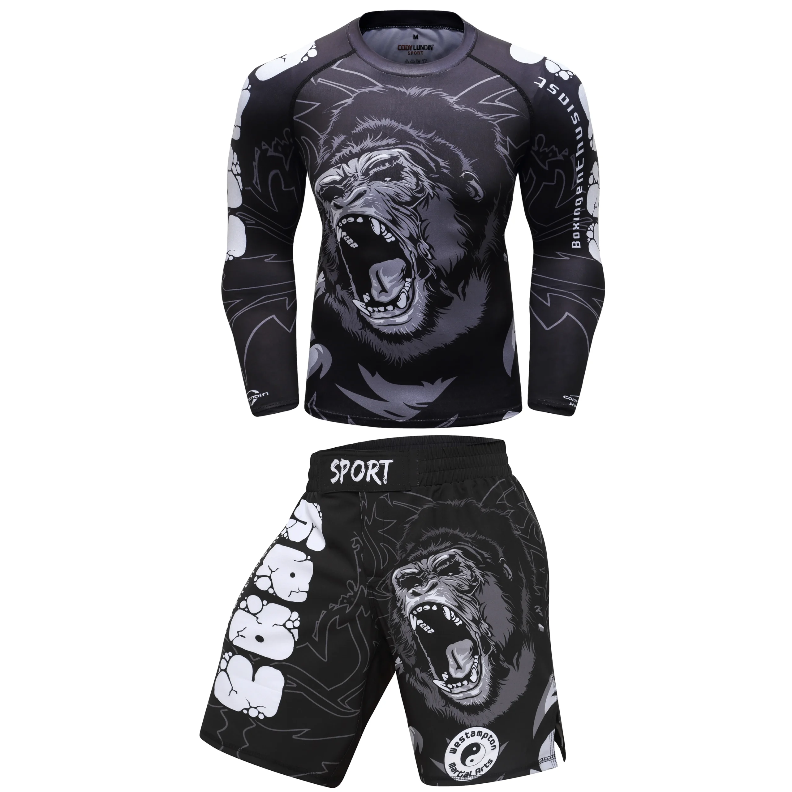 Strój do MMA i BJJ No-Gi – rashguard i spodenki komplet Long shirts shorts