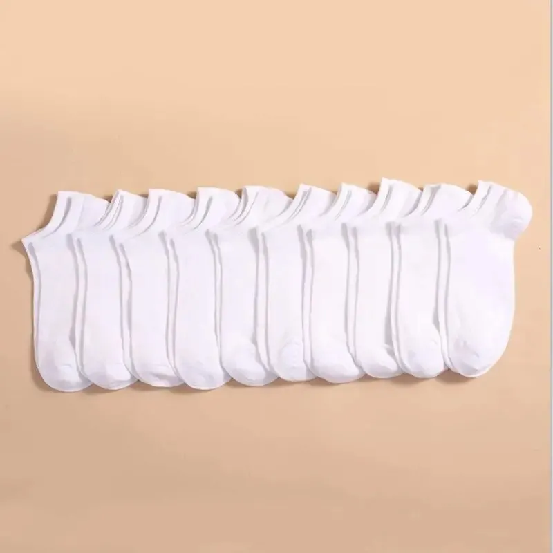 Stopki bawełniane 10 par - niskie skarpetki unisex Biały