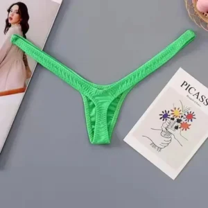 Stringi damskie z niskim stanem — oddychająca bielizna bikini Zielony