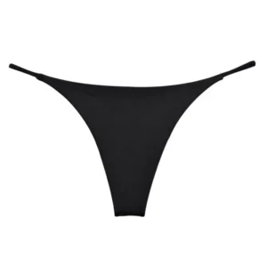 Stringi damskie niski stan T-back – lekka letnia bielizna Czarny