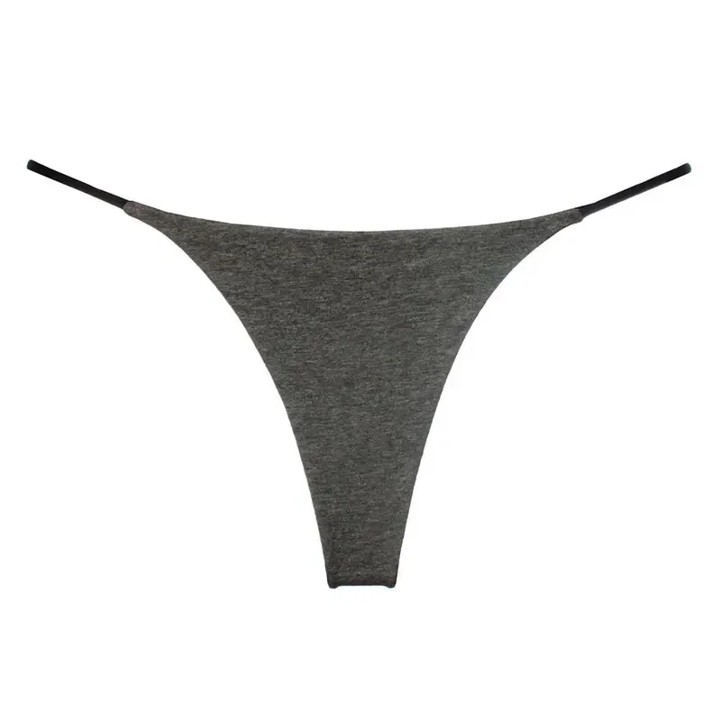 Stringi damskie niski stan T-back – lekka letnia bielizna Szary