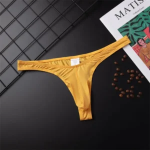 Stringi męskie - oddychające jedwabiste slipy Jasnożółty