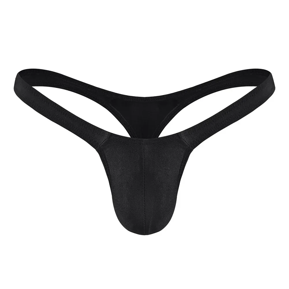 Stringi męskie T-back w jednolitym kolorze Czarny