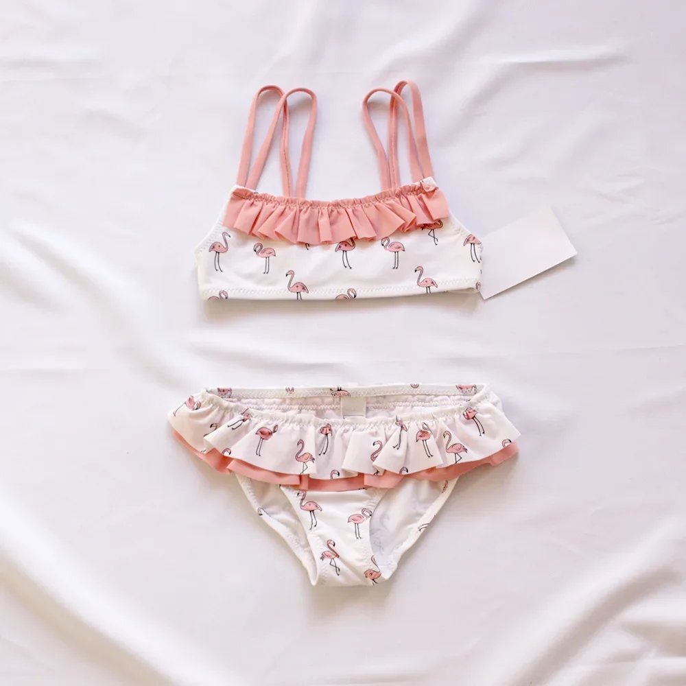 Strój kąpielowy dla dziewczynki dwuczęściowy – bikini dziecięce z flamingiem Flamingo