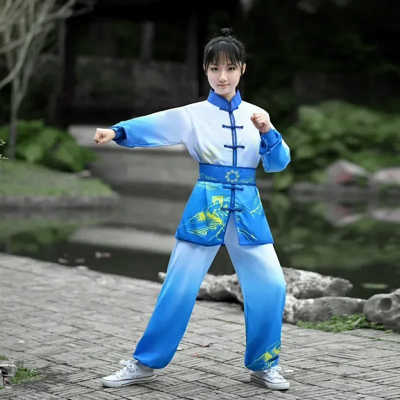 Strój do sztuk walki dla dzieci Kung Fu Tai Chi Niebieski