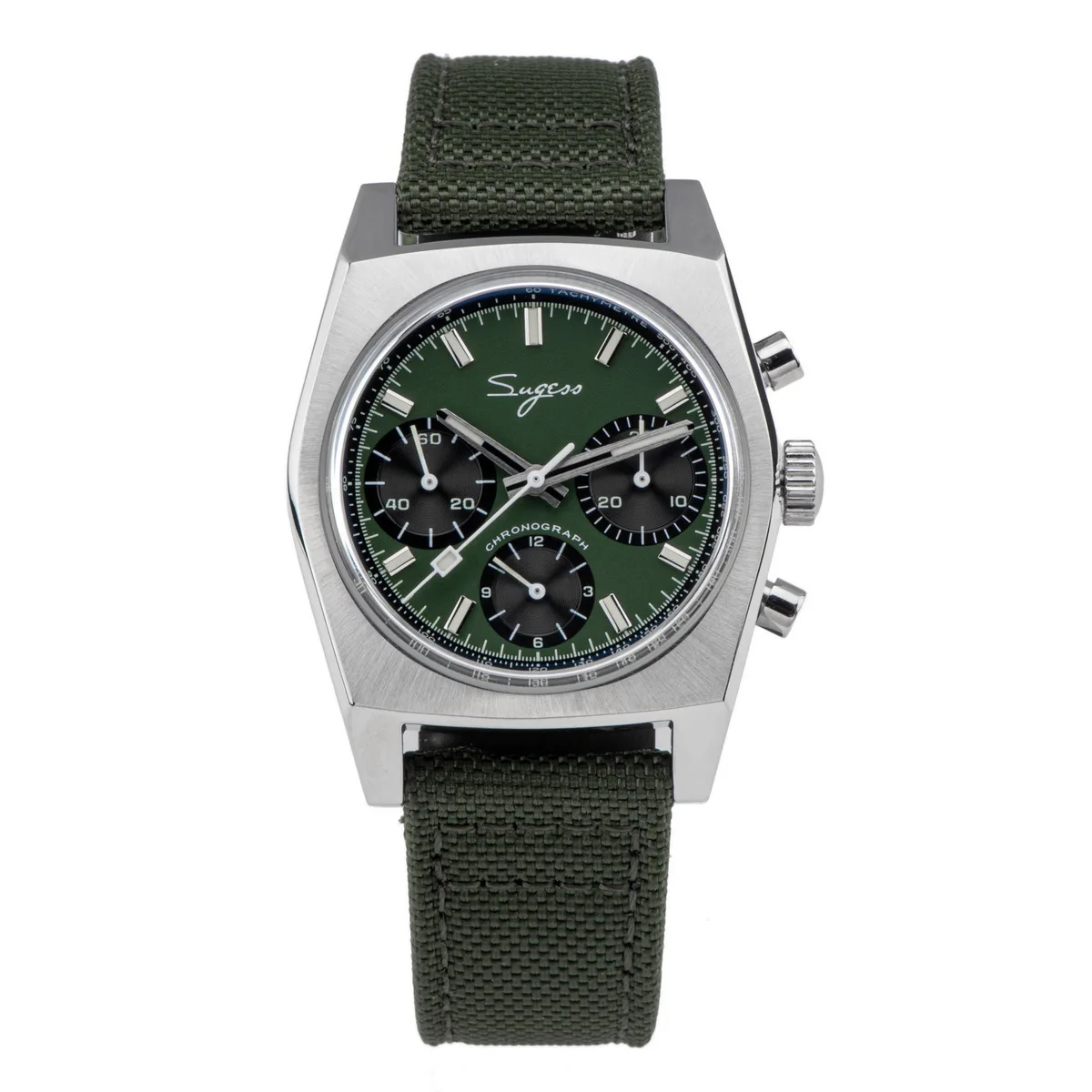 Sugess 37mm zegarek pilotka mechaniczny chronograf szafirowy kryształ Kawa