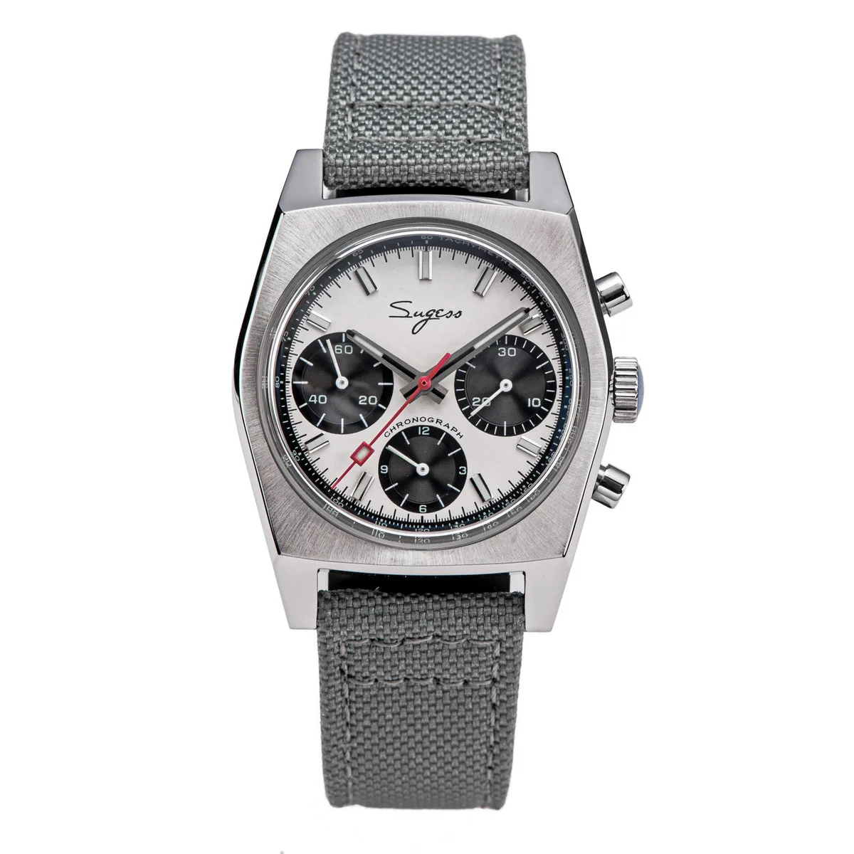 Sugess 37mm zegarek pilotka mechaniczny chronograf szafirowy kryształ Kolba