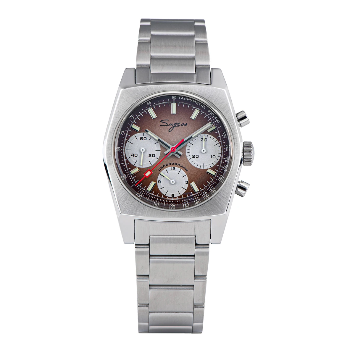 Sugess 37mm zegarek pilotka mechaniczny chronograf szafirowy kryształ Niebieski
