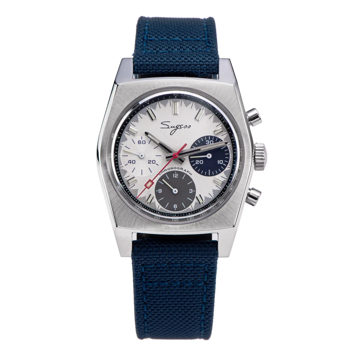Sugess 37mm zegarek pilotka mechaniczny chronograf szafirowy kryształ Wielokolorowy