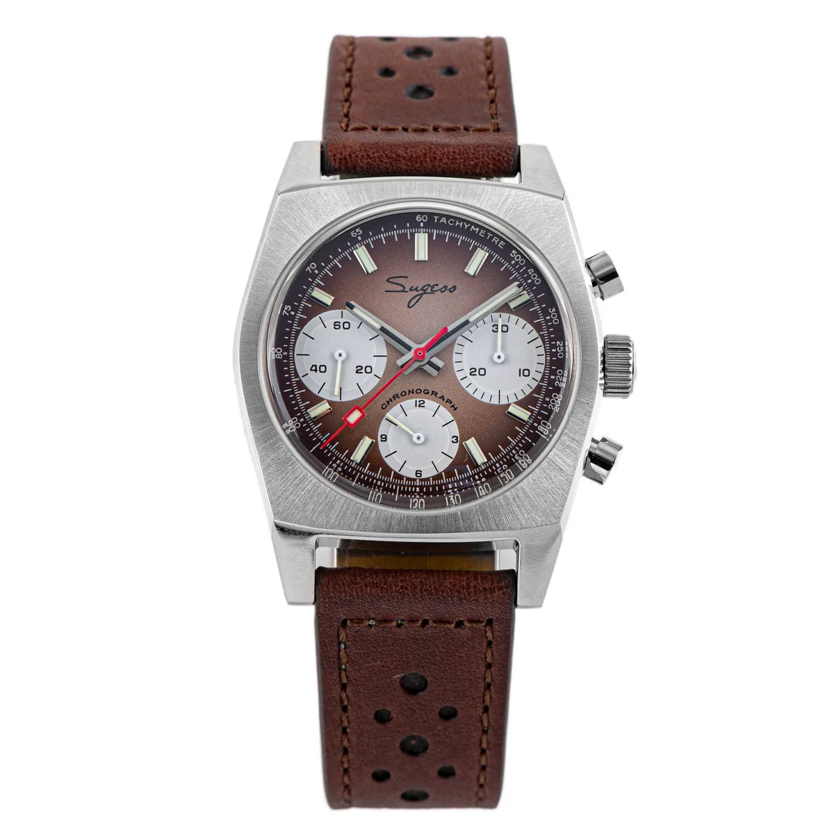 Sugess 37mm zegarek pilotka mechaniczny chronograf szafirowy kryształ Zielony