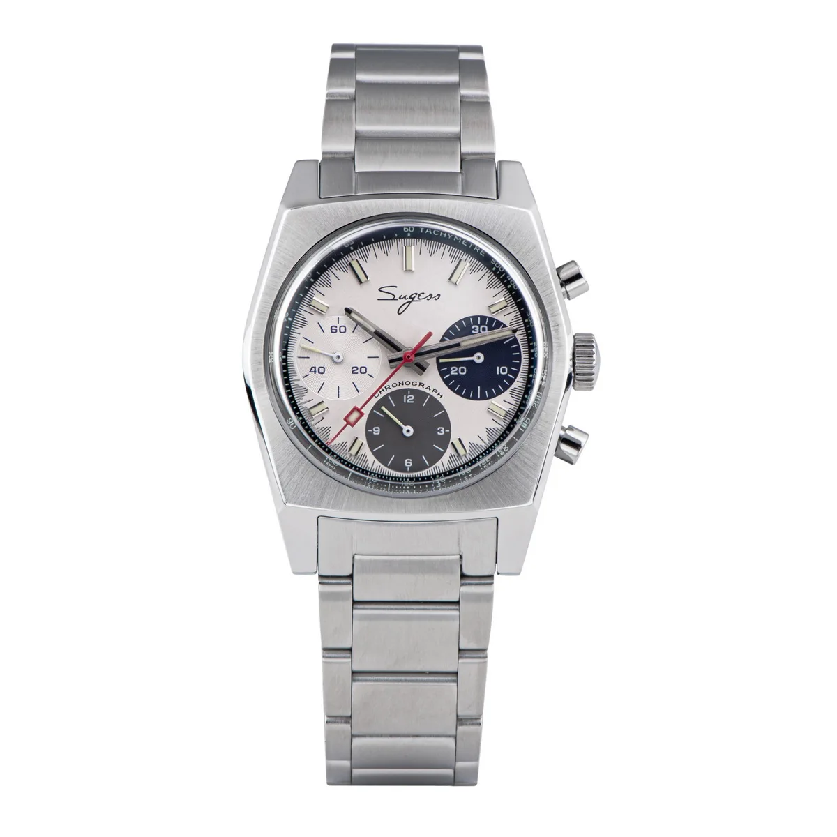 Sugess 37mm zegarek pilotka mechaniczny chronograf szafirowy kryształ Złoto