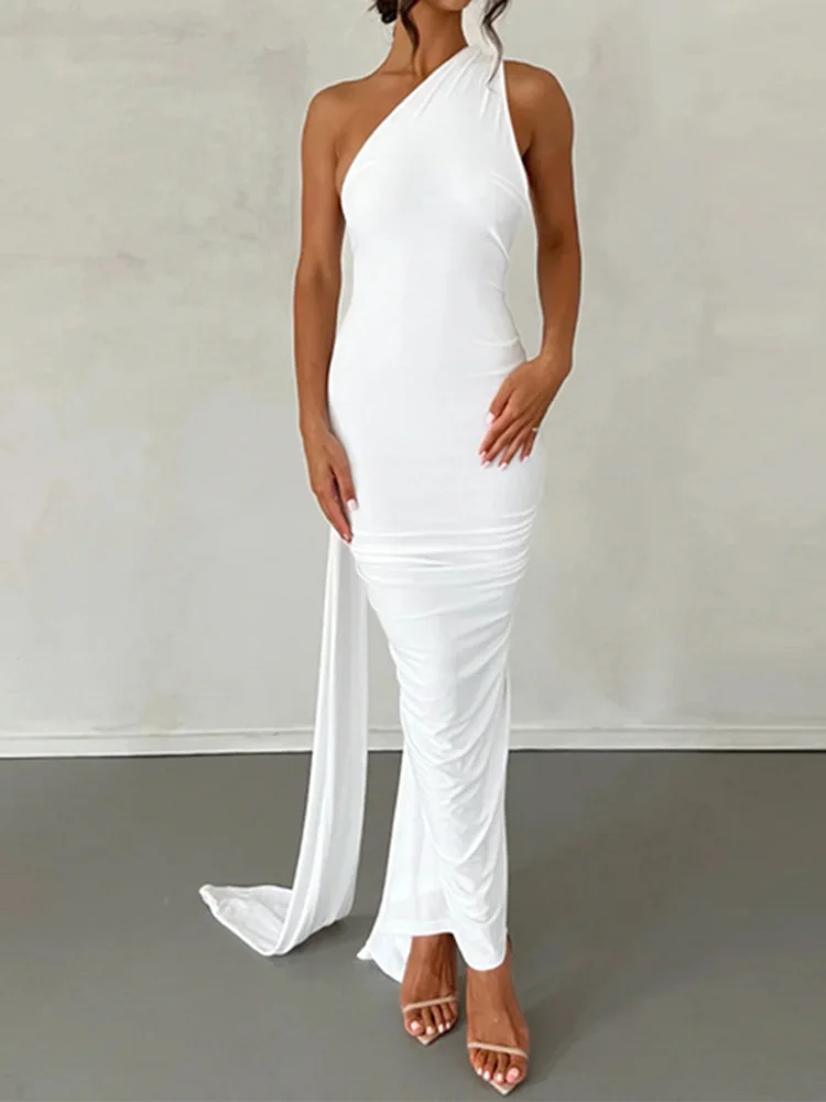Sukienka bodycon na jedno ramię w stylu Y2K Biały