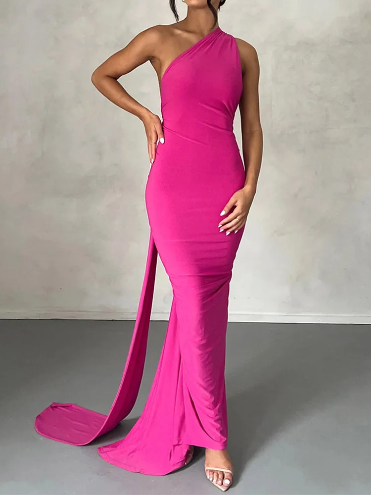 Sukienka bodycon na jedno ramię w stylu Y2K Róża czerwona