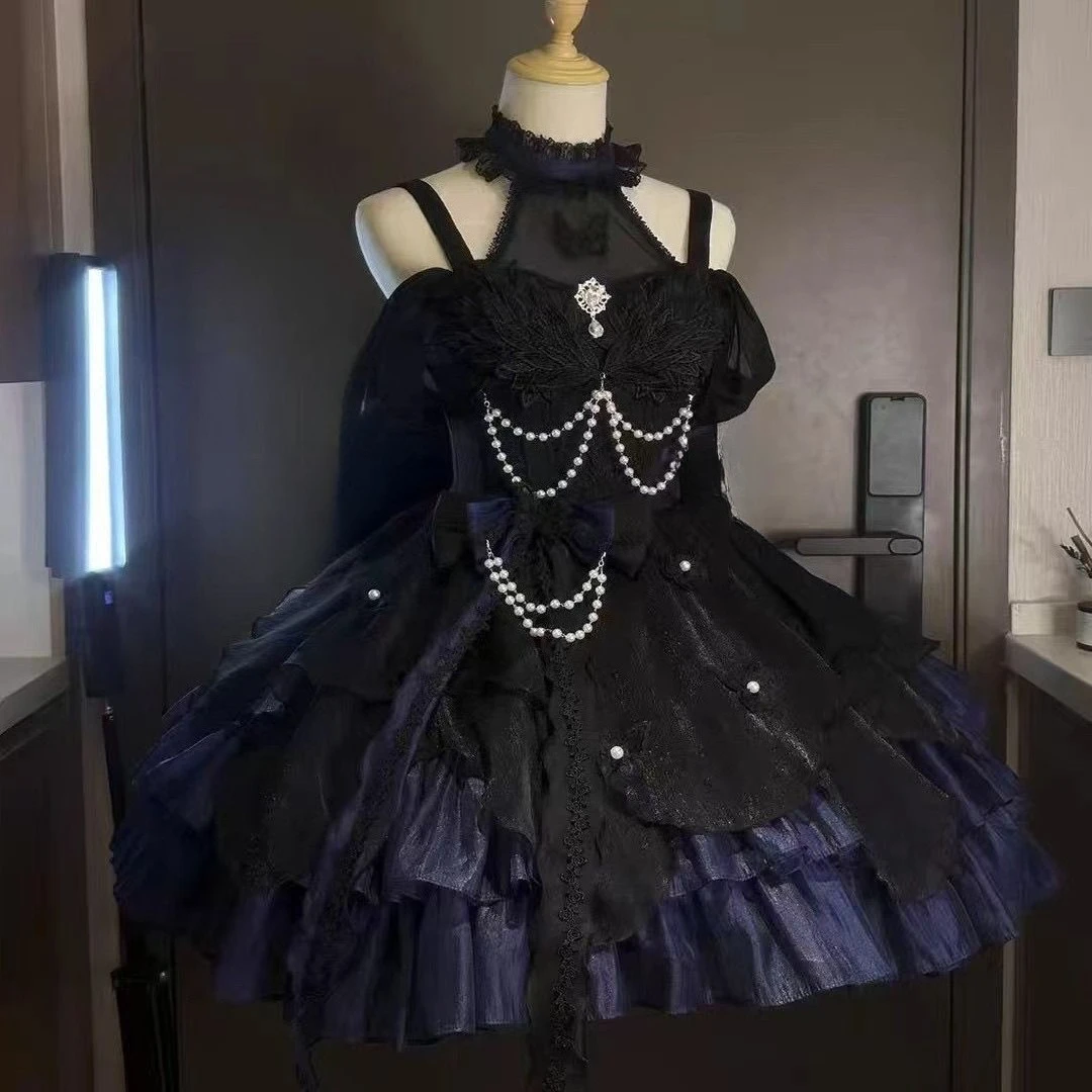 Sukienka lolita z kokardą i bufiastymi rękawami - styl Y2K Kolba