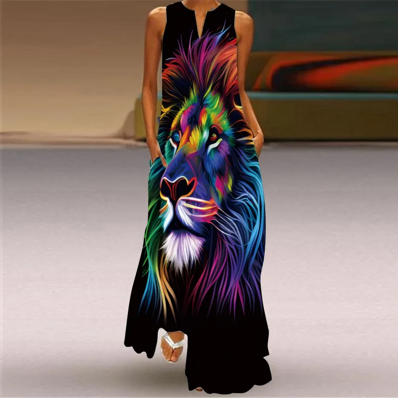 Sukienka maxi boho bez rękawów w stylu vintage Style 2