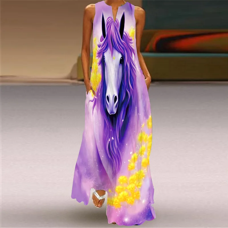 Sukienka maxi boho bez rękawów w stylu vintage Style 3