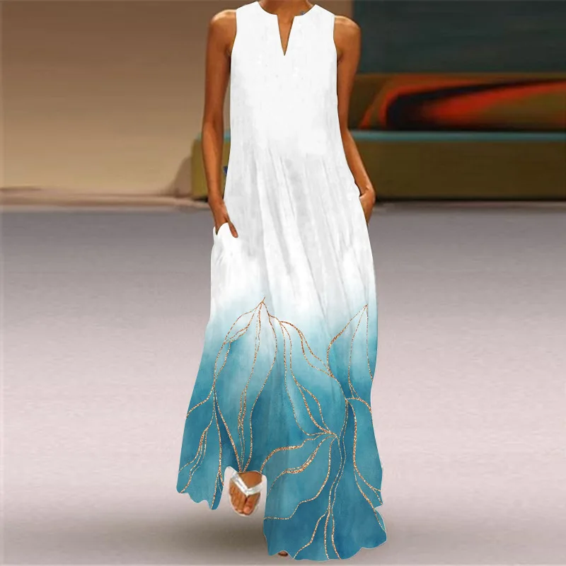 Sukienka maxi boho bez rękawów w stylu vintage Style 32