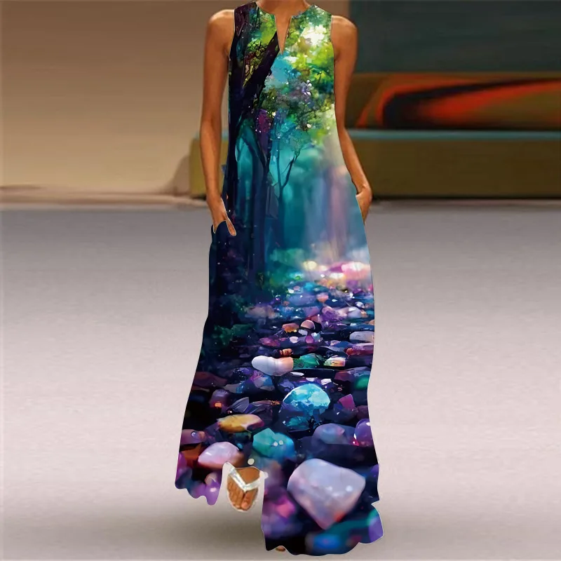 Sukienka maxi boho bez rękawów w stylu vintage Style 4