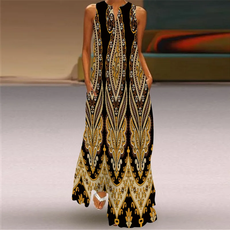 Sukienka maxi boho bez rękawów w stylu vintage Style 5
