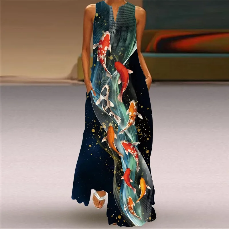 Sukienka maxi boho bez rękawów w stylu vintage Style 6