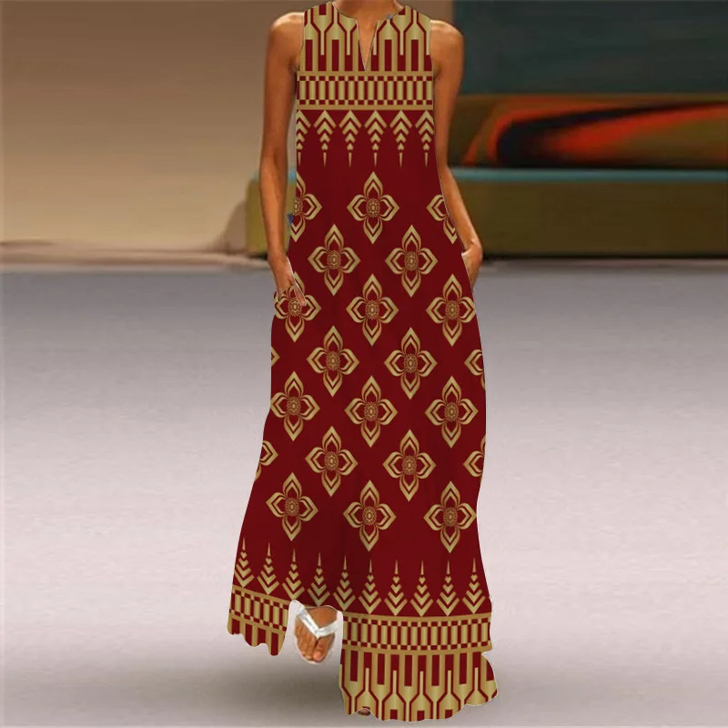 Sukienka maxi boho bez rękawów w stylu vintage Style 8