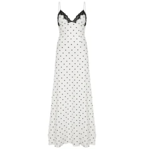 Sukienka maxi koronkowa backless z dekoltem w serek Beżowy