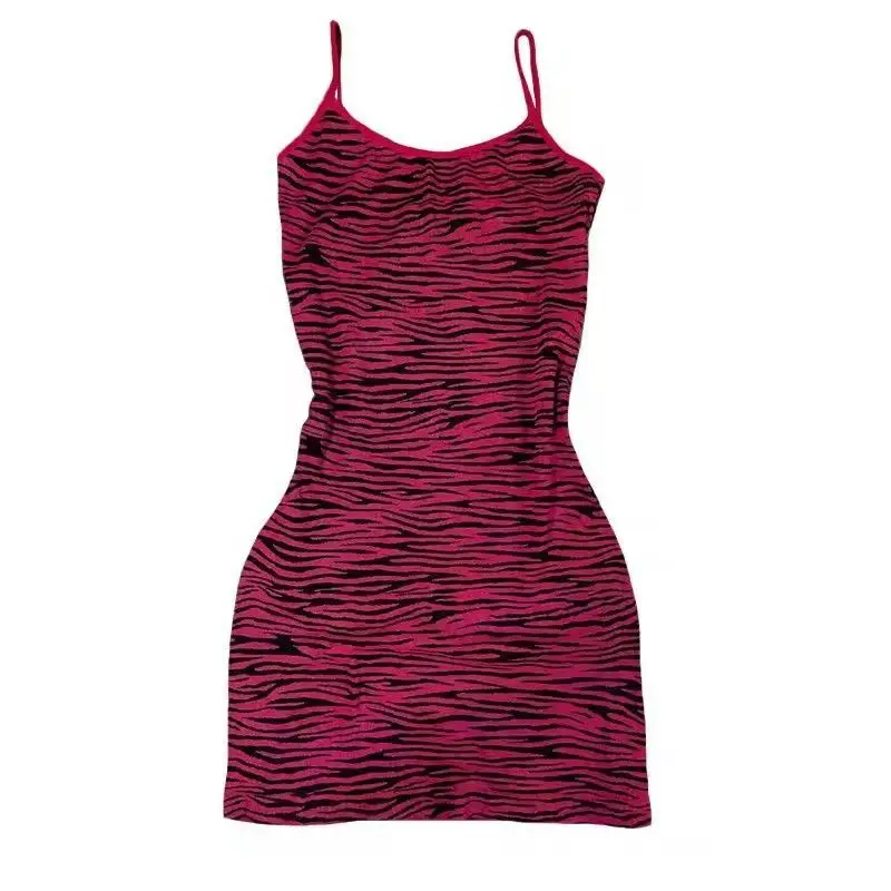 Sukienka mini bodycon z różowym wzorem zebry w stylu Y2K Czerwony