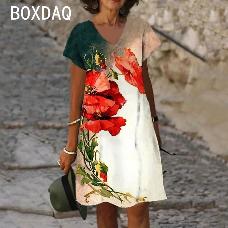 Sukienka plażowa w kwiaty duże rozmiary do 6XL Ciemnoszary