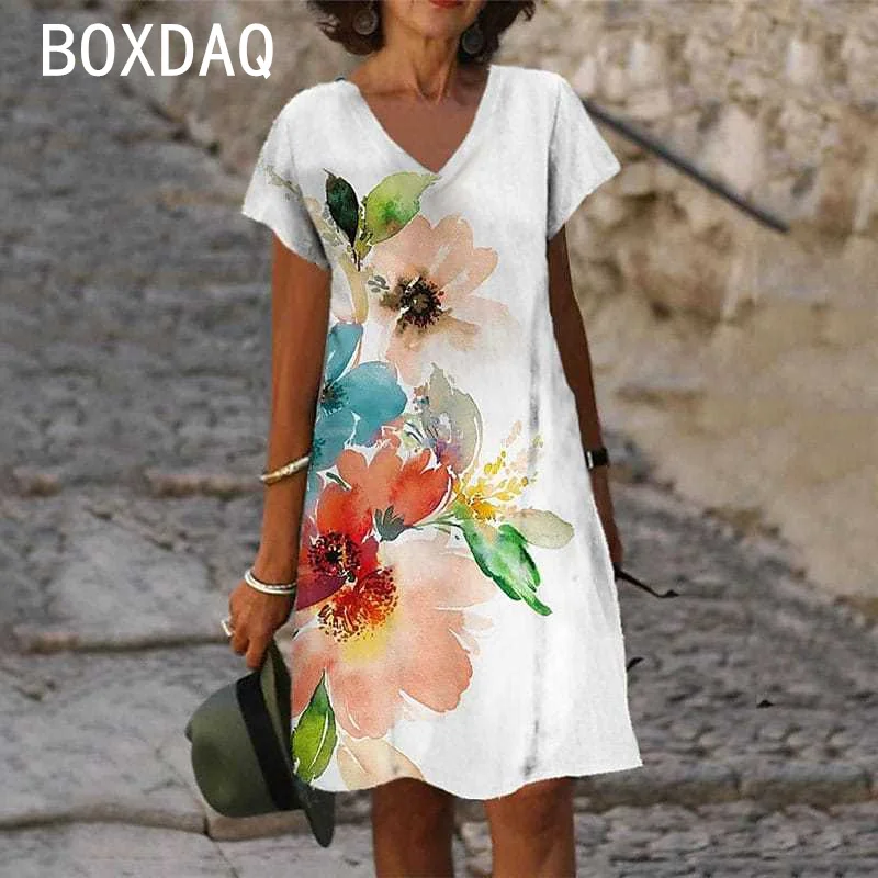 Sukienka plażowa w kwiaty duże rozmiary do 6XL Czarny