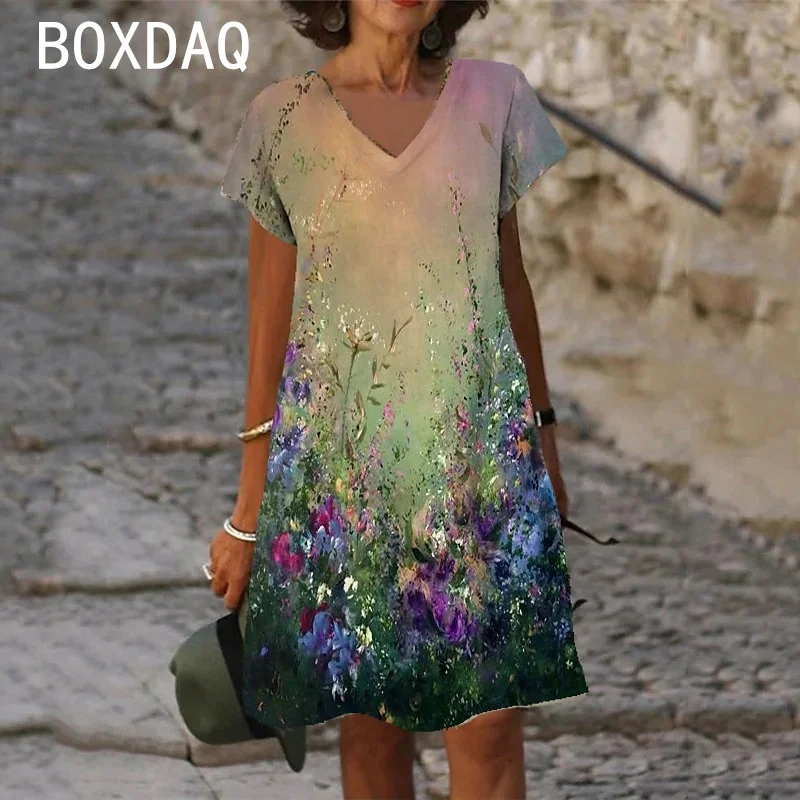 Sukienka plażowa w kwiaty duże rozmiary do 6XL Szary