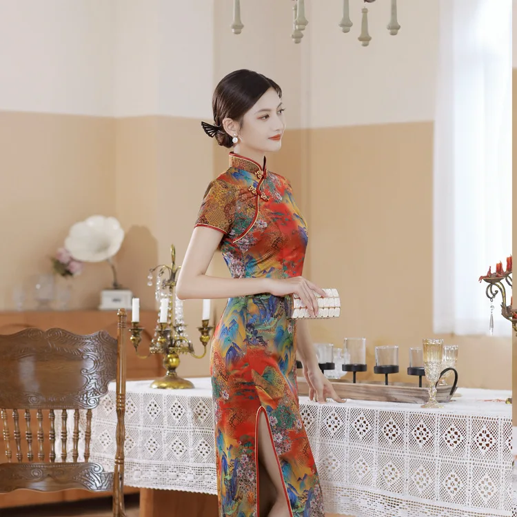 Sukienka qipao w stylu chińskim cheongsam Cq6 1
