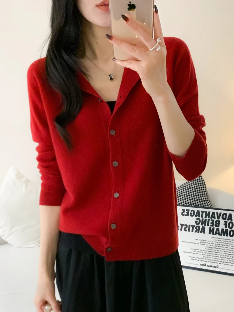 Sweter damski z wełny merino z dekoltem O-neck Che li zi hong