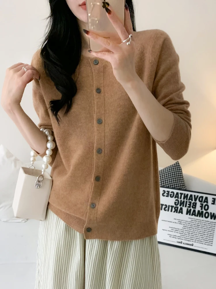 Sweter damski z wełny merino z dekoltem O-neck Jin tuo
