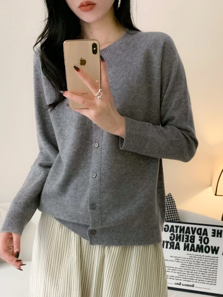 Sweter damski z wełny merino z dekoltem O-neck Zhong hui