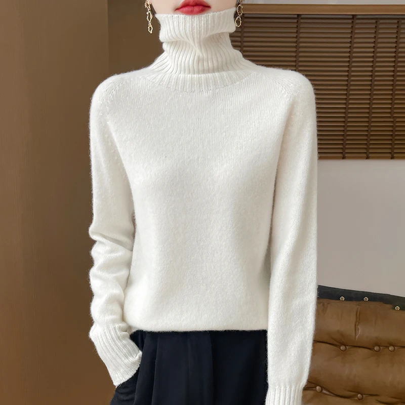Sweter damski z wełny merynosów z długim rękawem Bai wq708