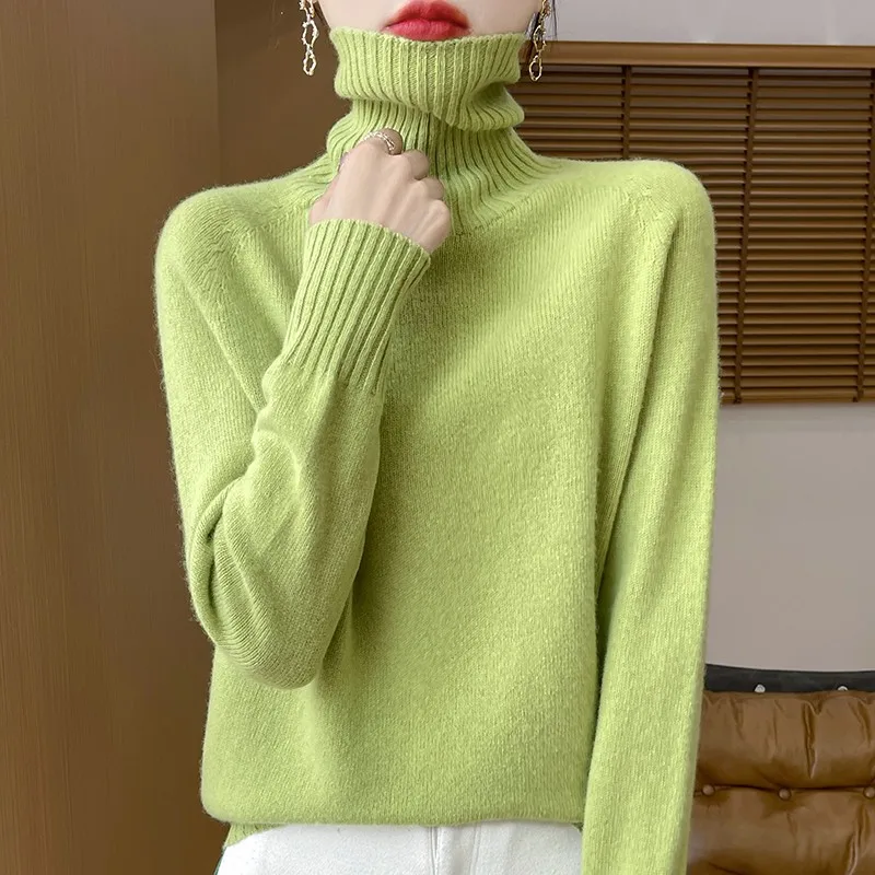 Sweter damski z wełny merynosów z długim rękawem Guo lv wq708