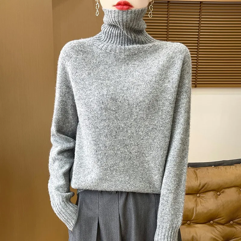 Sweter damski z wełny merynosów z długim rękawem Hui wq708
