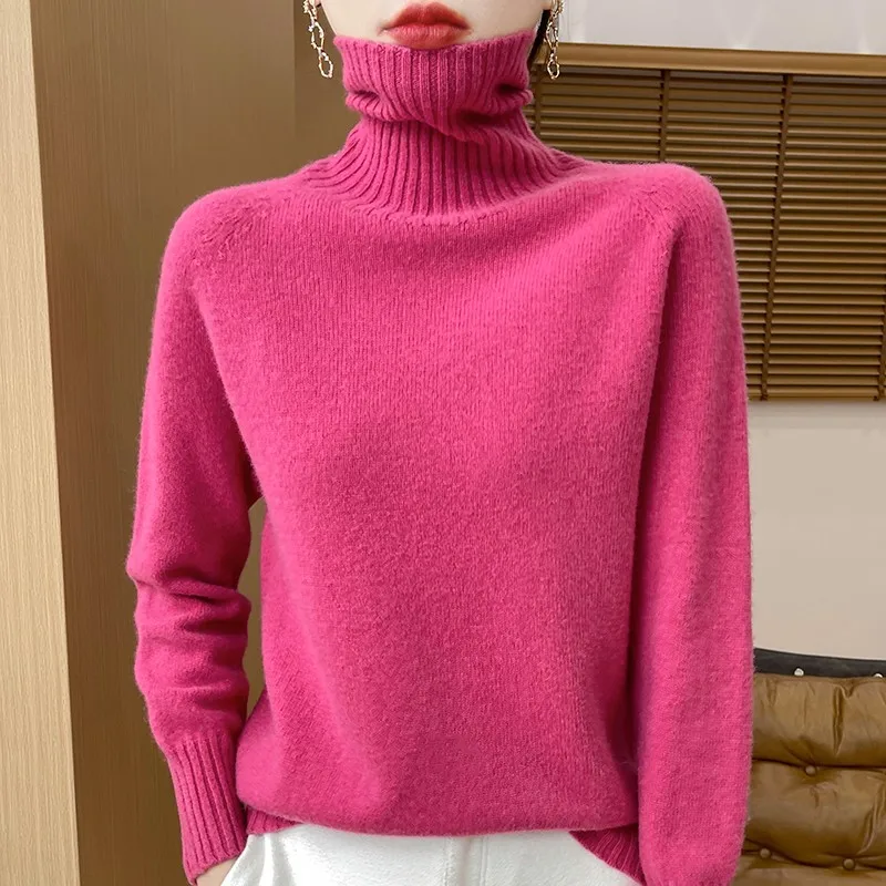 Sweter damski z wełny merynosów z długim rękawem Mei hong wq708