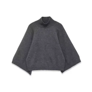 Sweter damski Y2K półgolf oversize ciepły długi rękaw jesień Ciemnoszary