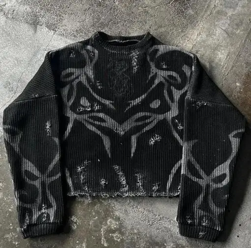 Sweter męski oversize z dzianiny w stylu Y2K 2