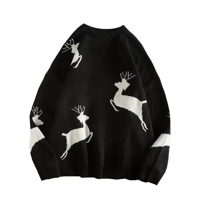 Świąteczny sweter damski oversize para jesień zima Czarny