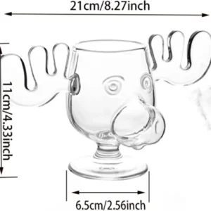 Świąteczny szklany kubek z reniferem i łyżeczką w kształcie kota, 240 ml Jasny