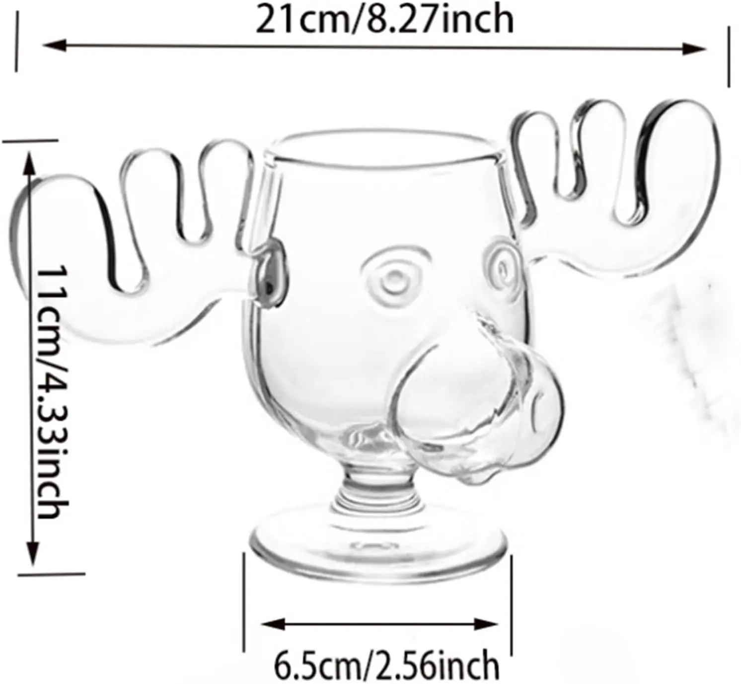 Świąteczny szklany kubek z reniferem i łyżeczką w kształcie kota, 240 ml Jasny