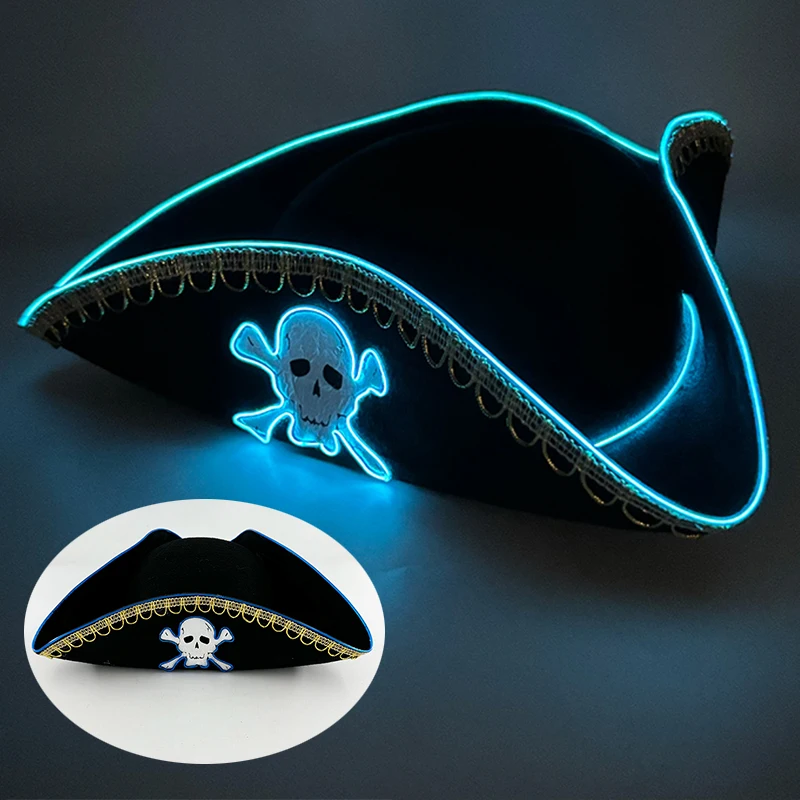 Świecąca czapka LED kapitańska na imprezy i cosplay 07