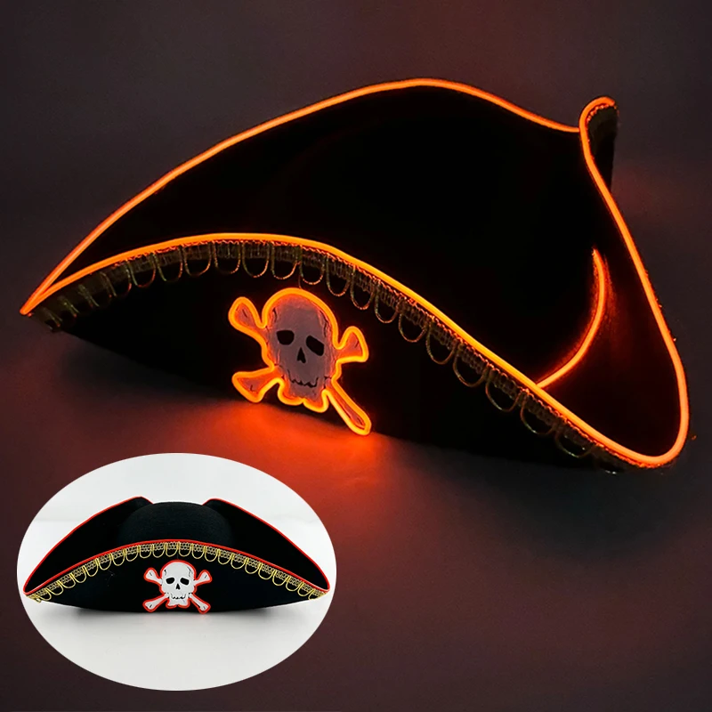 Świecąca czapka LED kapitańska na imprezy i cosplay 09