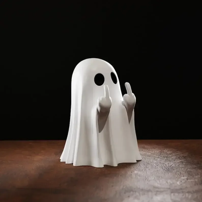 Świecąca figurka duszka – śmieszna ozdoba na Halloween i do auta Jasnożółty