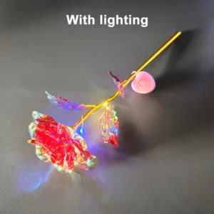 Świecąca róża z folii 24K z LED prezent na Walentynki Czarny